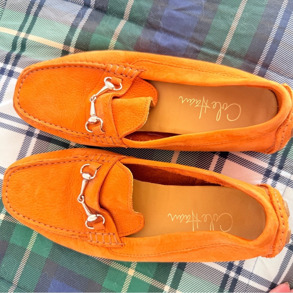 Cole Haan Vibrant Orange Suede Driving Loafers size 6 - Picture 9 of 11